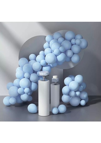 Makaron Pastel Renk Mavi 75 Adet Balon ve Balon Zinciri