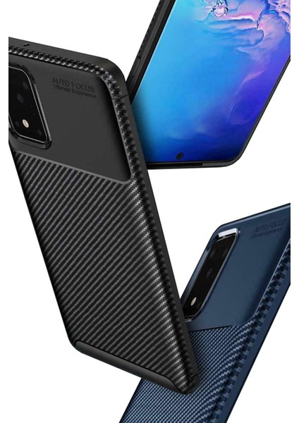 Samsung Galaxy M52 Kılıf Negro Karbon Desing Focus Silikon Lacivert