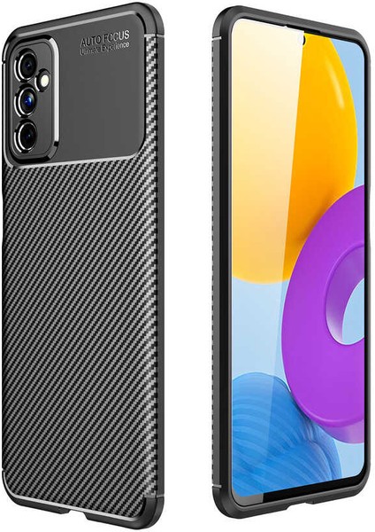 Samsung Galaxy M52 5g Kılıf Karbon Dokulu Kamera Korumalı Silikon