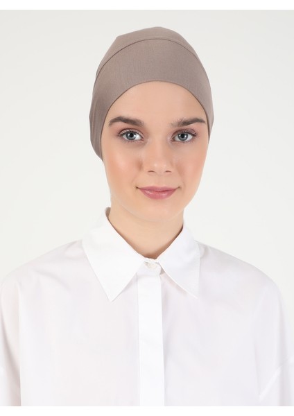 Penye Geniş Ebatlı Geçme Bone - Krem - Ecardin