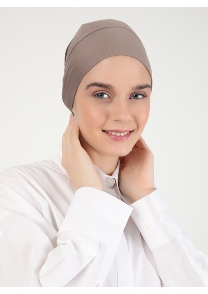 Penye Geniş Ebatlı Geçme Bone - Krem - Ecardin modelleri