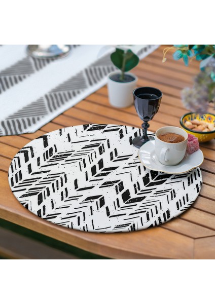 Siyah Beyaz Iskandinav Motifli 6+1 Supla Runner Seti fırsatları