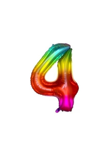 34'' 80 cm Gökkuşağı Folyo Rakam Balon 4