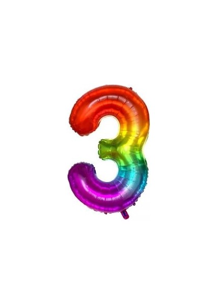 40'' 100 cm Gökkuşağı Folyo Rakam Balon 3