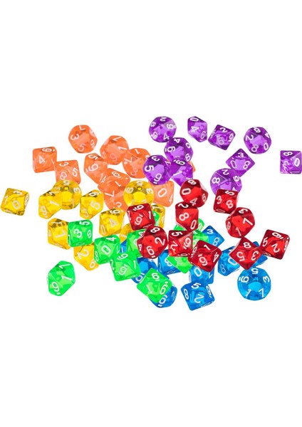 60 Adet Renkli Polyhedral Zar (0-9) Roleplay Tahtası Oyunu Tema Partisi Için (Yurt Dışından)