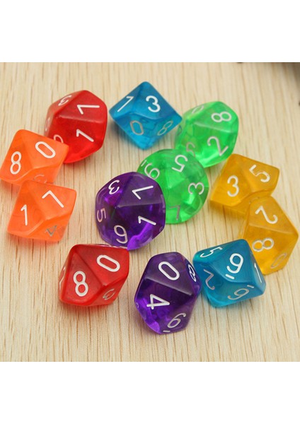 60 Adet Renkli Polyhedral Zar (0-9) Roleplay Tahtası Oyunu Tema Partisi Için (Yurt Dışından)