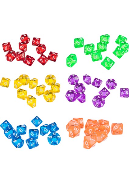 60 Adet Renkli Polyhedral Zar (0-9) Roleplay Tahtası Oyunu Tema Partisi Için (Yurt Dışından)