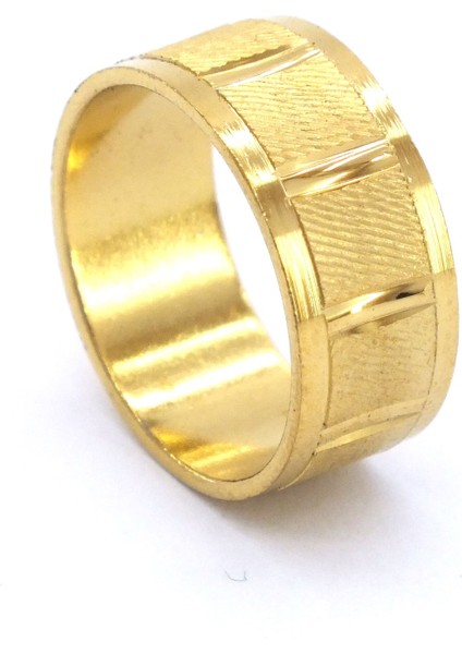 Altın Kaplama Çelik Unisex Çizgi Alyans Desenli Yüzük YZK-233