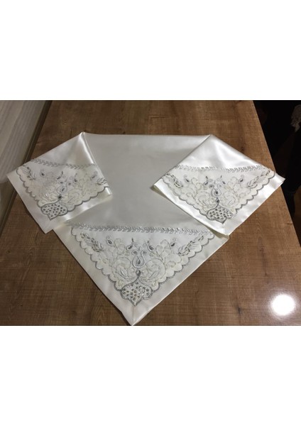 El işlemesi Cam Boncuklu Saten Kumaş Beyaz/Gümüş Gelin Bohçası 90*90 cm Kare - 483 fırsatları