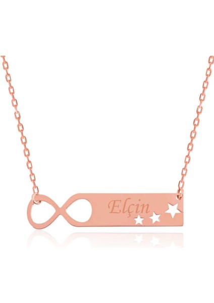 Sonsuzluk Yıldız Detay Isim Yazılı 925 Ayar Gümüş Kolye