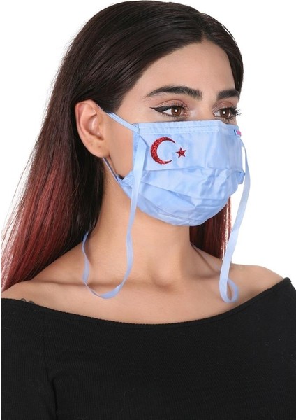 Gümüş Iyonlu Boyundan Askılı Yıkanabilir Baskılı Maske A-1k - Bayraklı fiyatları