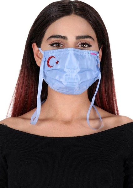 Gümüş Iyonlu Boyundan Askılı Yıkanabilir Baskılı Maske A-1k - Bayraklı modelleri