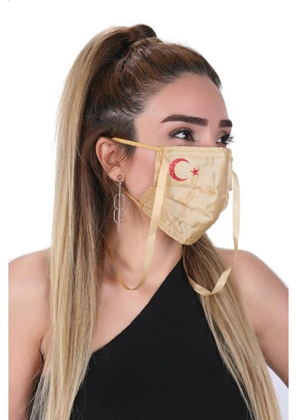 Gümüş Iyonlu Boyundan Askılı Yıkanabilir Baskılı Maske A-1k - Bayraklı indirimleri