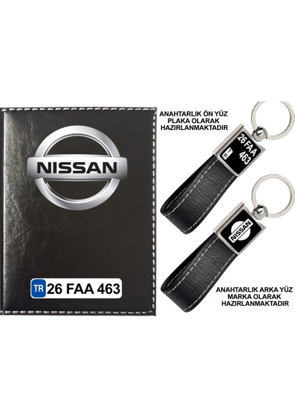 Plakanıza Özel Siyah Ruhsat Kabı ve Anahtarlık