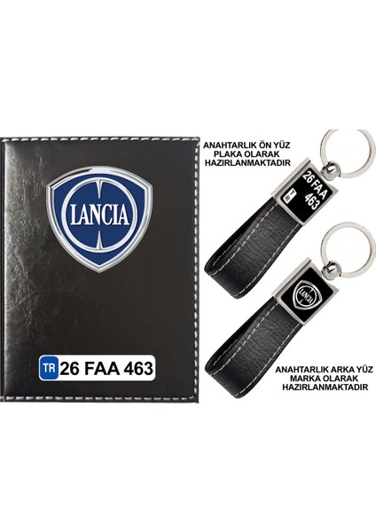 Plakanıza Özel Siyah Ruhsat Kabı ve Anahtarlık