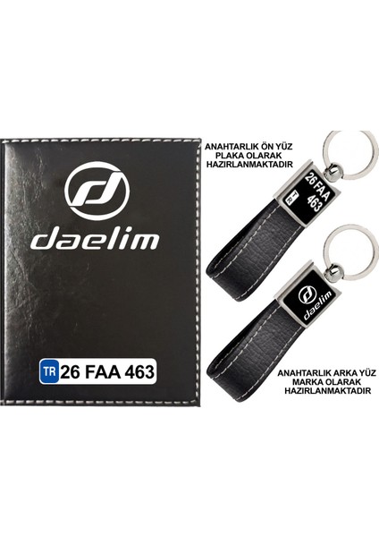 Plakanıza Özel Siyah Ruhsat Kabı ve Anahtarlık