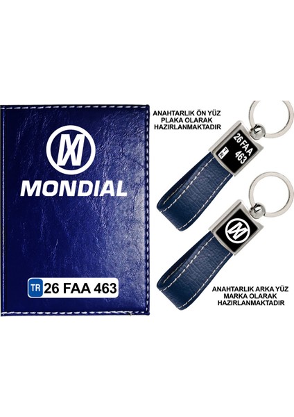 Plakanıza Özel Mondial Logolu Lacivert Ruhsat Kabı ve Anahtarlık