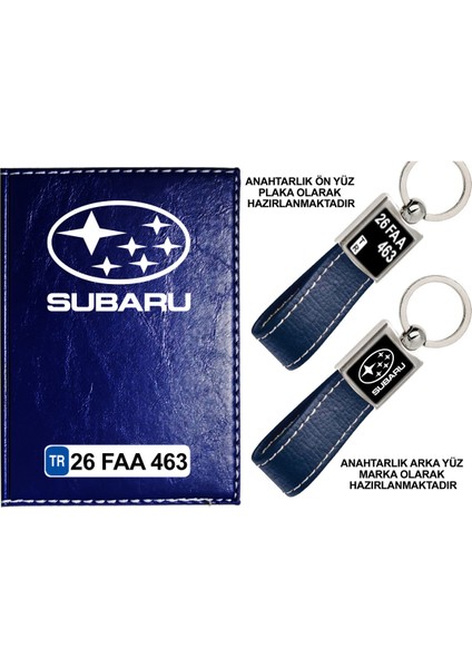 Plakanıza Özel Sujbaru Logolu Lacivert Ruhsat Kabı ve Anahtarlık