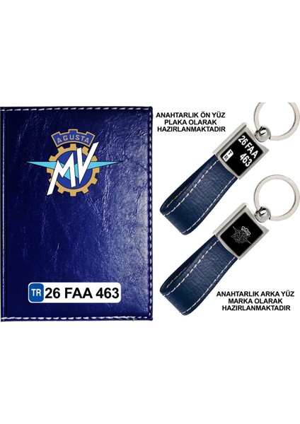 Plakanıza Özel Lacivert Ruhsat Kabı ve Anahtarlık