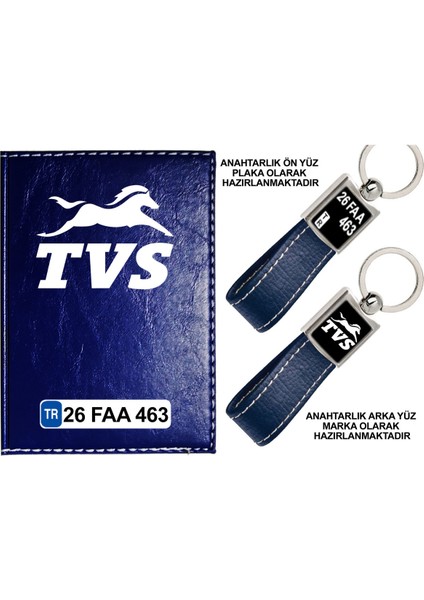 Plakanıza Özel Tvs Logolu Lacivert Ruhsat Kabı ve Anahtarlık