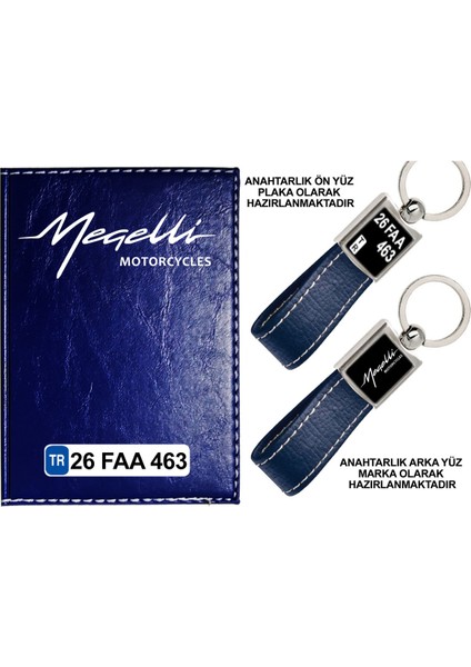 Plakanıza Özel Lacivert Ruhsat Kabı ve Anahtarlık