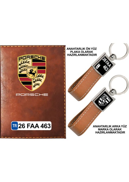 Plakanıza Özel Proche Logolu Taba Ruhsat Kabı ve Anahtarlık