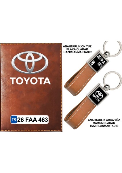 Plakanıza Özel Toyota Logolu Taba Ruhsat Kabı ve Anahtarlık