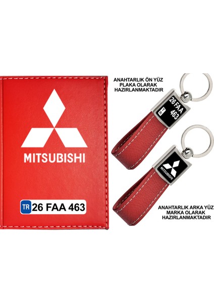 Plakanıza Özel Kırmızı Ruhsat Kabı ve Anahtarlık