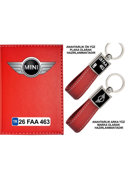 Plakanıza Özel Kırmızı Ruhsat Kabı ve Anahtarlık