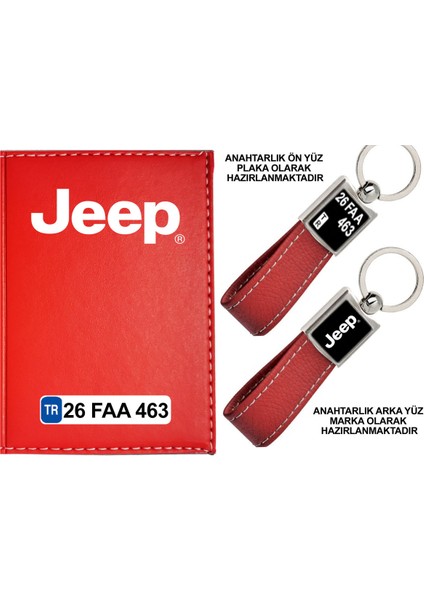 Plakanıza Özel Kırmızı Ruhsat Kabı ve Anahtarlık