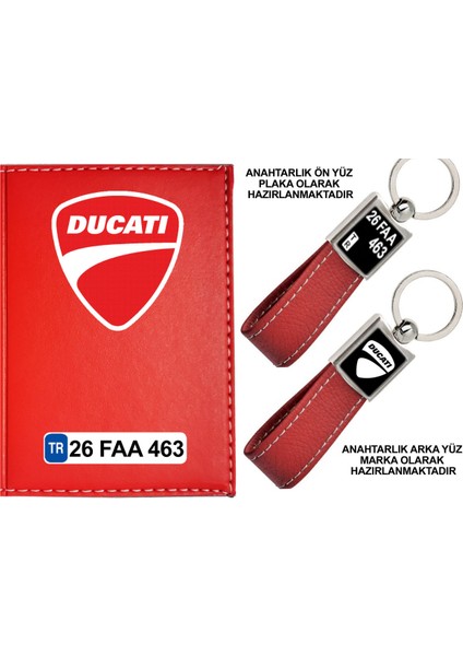 Plakanıza Özel Kırmızı Ruhsat Kabı ve Anahtarlık