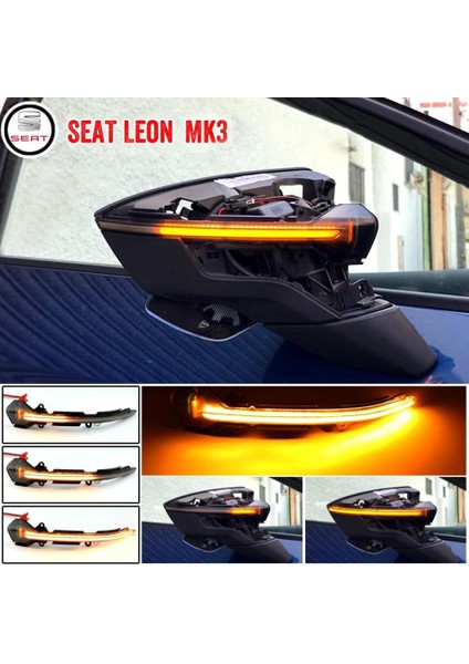 Ayz Garage Seat Leon Mk3 Kayar Ayna LED 1 Takım (Sağ ve Sol) 2013 - 2019