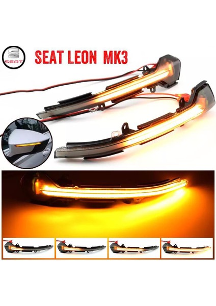 Ayz Garage Seat Leon Mk3 Kayar Ayna LED 1 Takım (Sağ ve Sol) 2013 - 2019