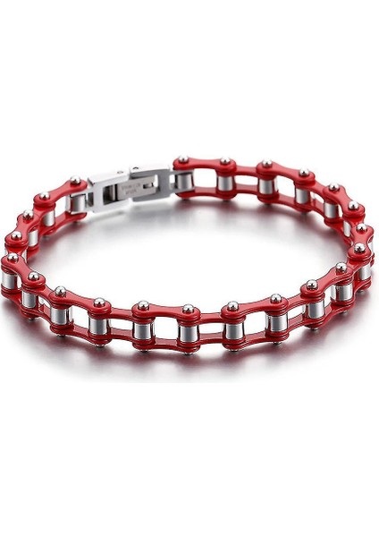 Kırmızı Bisiklet Zinciri Toka Ile Titanyum Çelik Bilezik Şeklinde (Yurt Dışından)