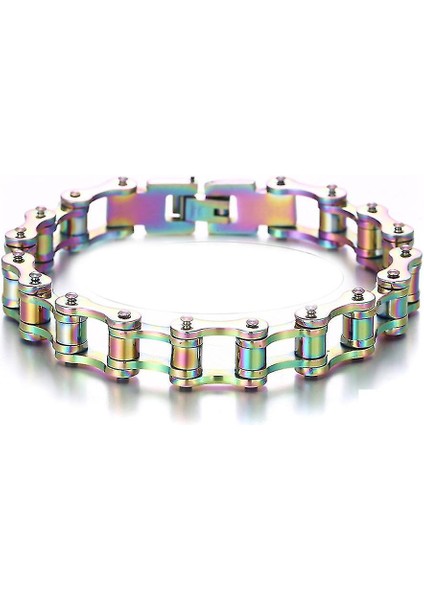 Punk Stil Renkli Bisiklet Zinciri Şekilli Titanyum Çelik Bilezik (Yurt Dışından)