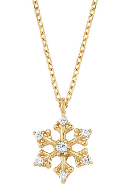 Gümüş Gold Renk Mini Kar Tanesi Kolye
