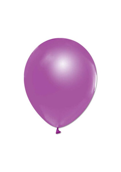 Metalik Lila Balon 12 Inch 10 Adet