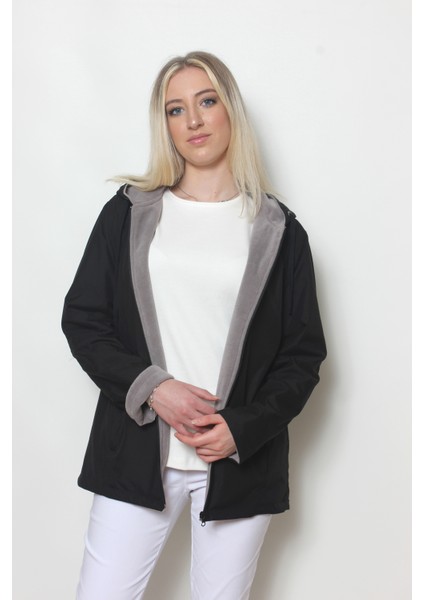 Kadın Siyah Içi Polar Mont modelleri