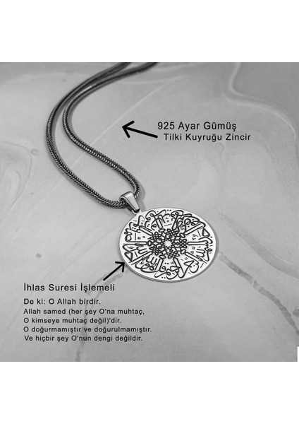 Ihlas Suresi Işlemeli Gümüş Kolye fiyatları