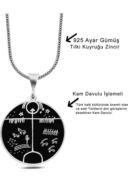 Kam Davulu Işlemeli Gümüş Kolye fırsatları