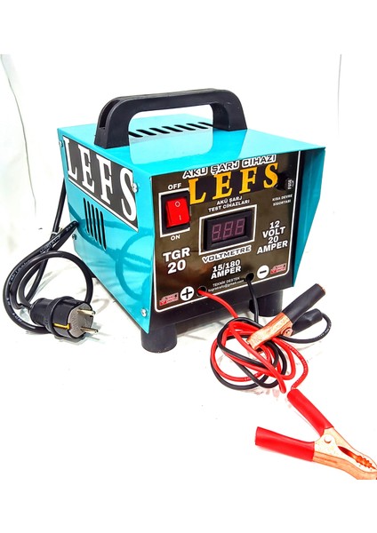 Akü Şarj Cihazı 12 Volt 20 Amper Dijital Göstergeli 180 Ampere Kadar Şarj Yerli Üretim