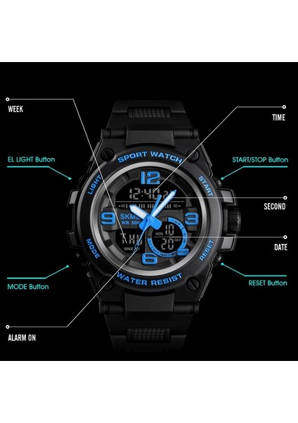 Skmeı 1452 Açık Spor Elektronik Izle Çok Fonksiyonlu Su Geçirmez Izle (Kırmızı) (Yurt Dışından)