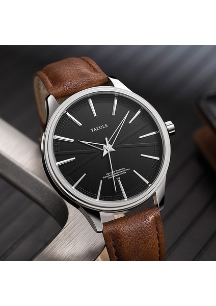 Yazol 512 Casual Kuvars Erkekler Izle (Gümüş Kabuk Siyah Tepsi Siyah Kemer) (Yurt Dışından)