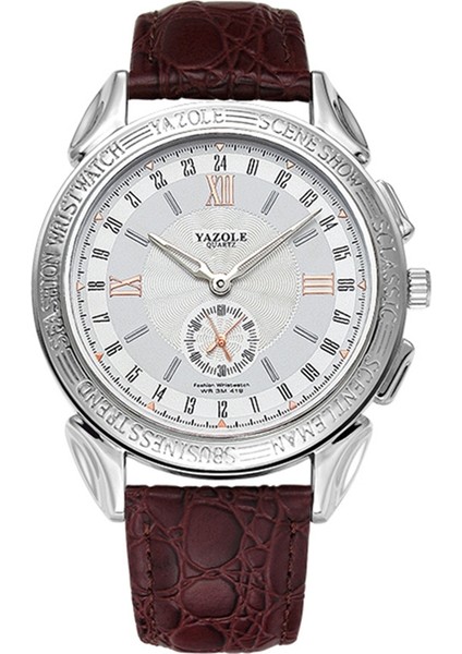 Yazol 424 Aydınlık El Kuvars Hareket Izle (Beyaz Kadran + Kahverengi Kayış) (Yurt Dışından) fırsatları