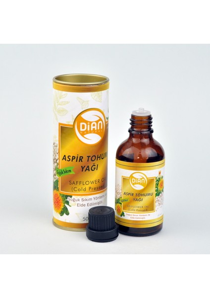 Organik Aspir Tohumu Yağı 50 ml - %100 Saf Doğal Soğuk Sıkım Safflower Seed Oil