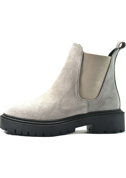 Onloshoes Q.617 Hakiki Deri Nubuk Gri Kalın Topuk Kadın Bot fiyatları