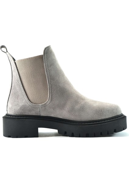 Onloshoes Q.617 Hakiki Deri Nubuk Gri Kalın Topuk Kadın Bot modelleri