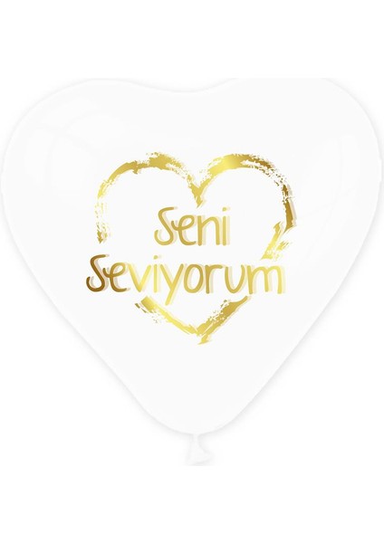 Balon 1+1 Seni Seviyorum Kalp Şeffaf Altın P100-50