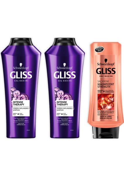 Intense Therapy Şampuan 500ML X2 + Gliss Magnificent Saç Kremi 400ML