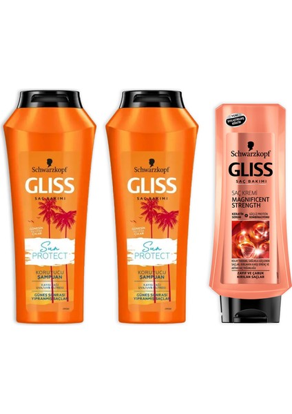 Sun Protect Şampuan 500ML X2 + Gliss Magnificent Saç Kremi 400ML
